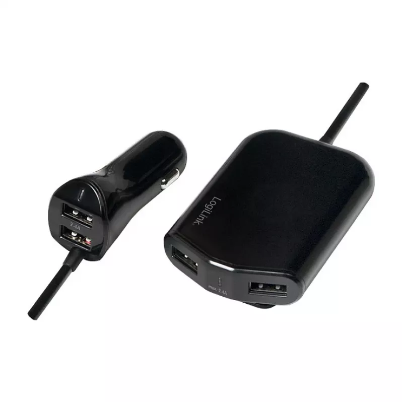 Logilink USB automobilinis įkroviklis, 2+2 prievadai, 24W, juodas