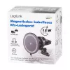LogiLink belaidis automobilinis įkroviklis su išmaniojo telefono laikikliu 15W, apvalios formos, Qi, automatinis fiksavimas, ventiliacijos angos ir siurbtukas, juodos spalvos