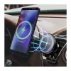 LogiLink belaidis automobilinis įkroviklis su išmaniojo telefono laikikliu 15W, apvalios formos, Qi, automatinis fiksavimas, ventiliacijos angos ir siurbtukas, juodos spalvos