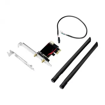 LogiLink WL0248 PCI-Express Wi-Fi 6E AX5400 Tri-Band Card su Bluetooth 5.2, 2.4/5/6 GHz, 2x nuimamos 5 dBi antenos, Intel AX210, WPA3, Windows 10/11 ir Linux