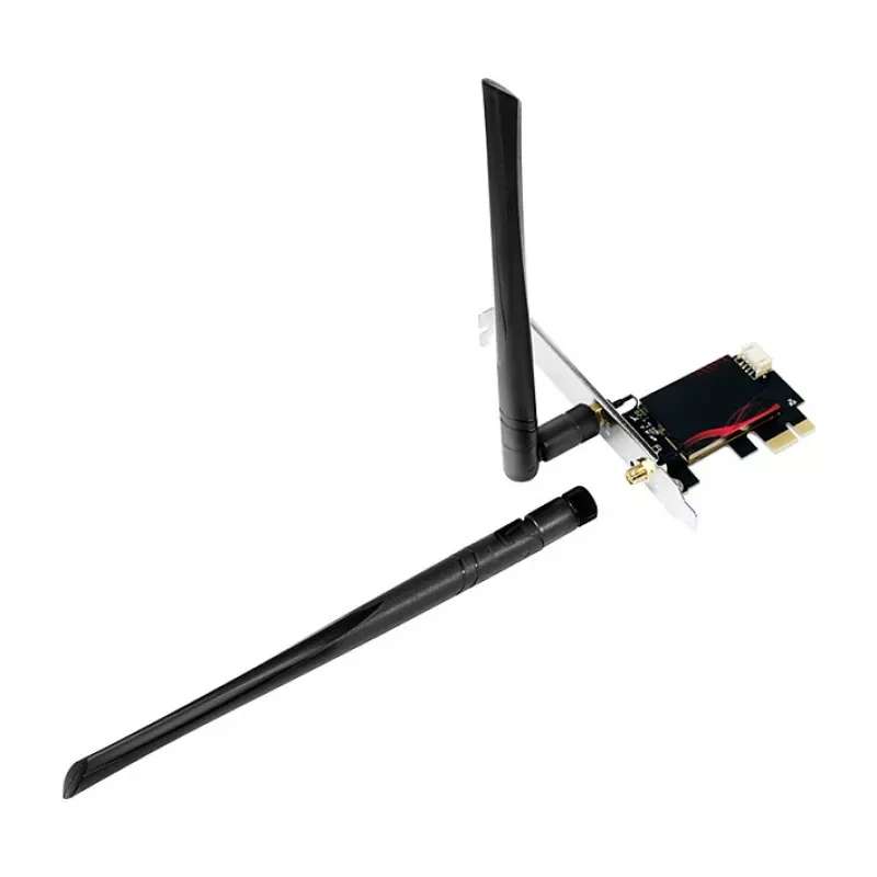 LogiLink WL0248 PCI-Express Wi-Fi 6E AX5400 Tri-Band Card su Bluetooth 5.2, 2.4/5/6 GHz, 2x nuimamos 5 dBi antenos, Intel AX210, WPA3, Windows 10/11 ir Linux