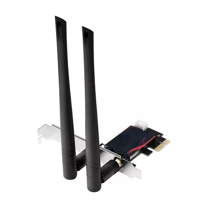 LogiLink WL0248 PCI-Express Wi-Fi 6E AX5400 Tri-Band Card su Bluetooth 5.2, 2.4/5/6 GHz, 2x nuimamos 5 dBi antenos, Intel AX210, WPA3, Windows 10/11 ir Linux
