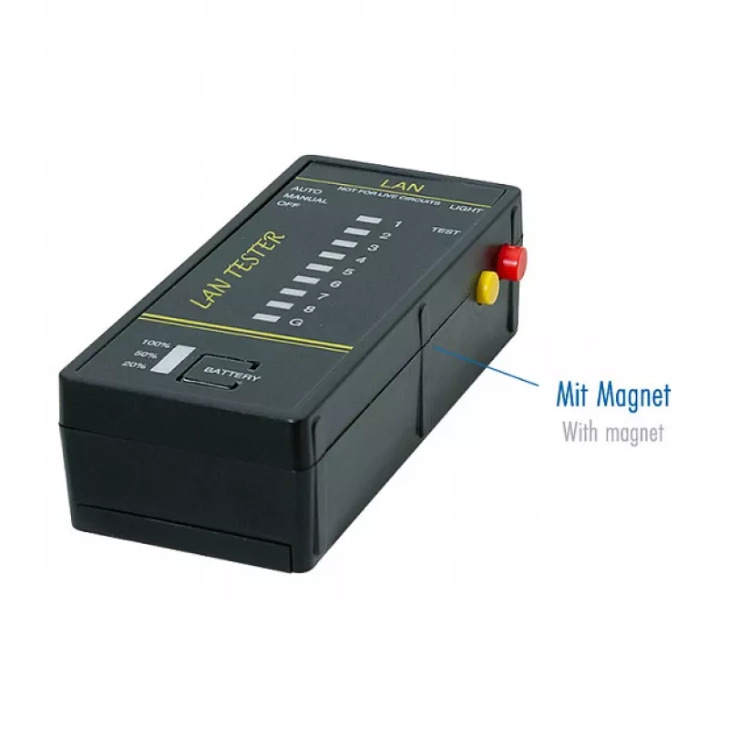LOGILINK WZ0080 LAN kabelių testeris ir PoE ieškiklis su magnetu, žibintuvėliu, apšviestu LCD, 300 m atstumu