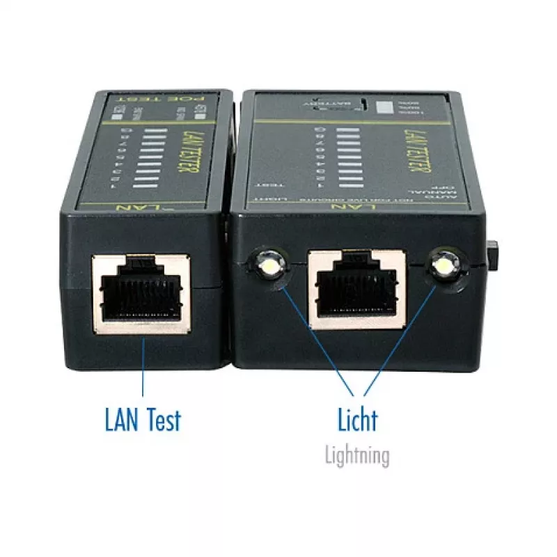 LOGILINK WZ0080 LAN kabelių testeris ir PoE ieškiklis su magnetu, žibintuvėliu, apšviestu LCD, 300 m atstumu