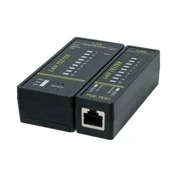 LOGILINK WZ0080 LAN kabelių testeris ir PoE ieškiklis su magnetu, žibintuvėliu, apšviestu LCD, 300 m atstumu