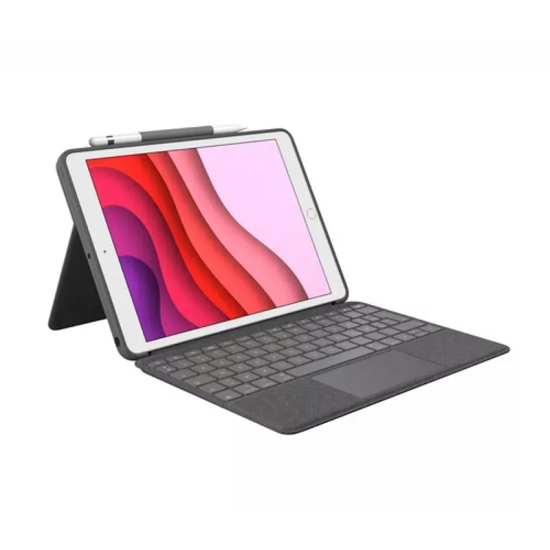 Logitech Combo Touch klaviatūra ir dėklas su jutikliniu kilimėliu, foniniu apšvietimu, Apple Smart Connector, AZERTY prancūzų, grafito spalvos, skirta Apple 10,2 colio iPad (7-osios, 8-osios kartos)