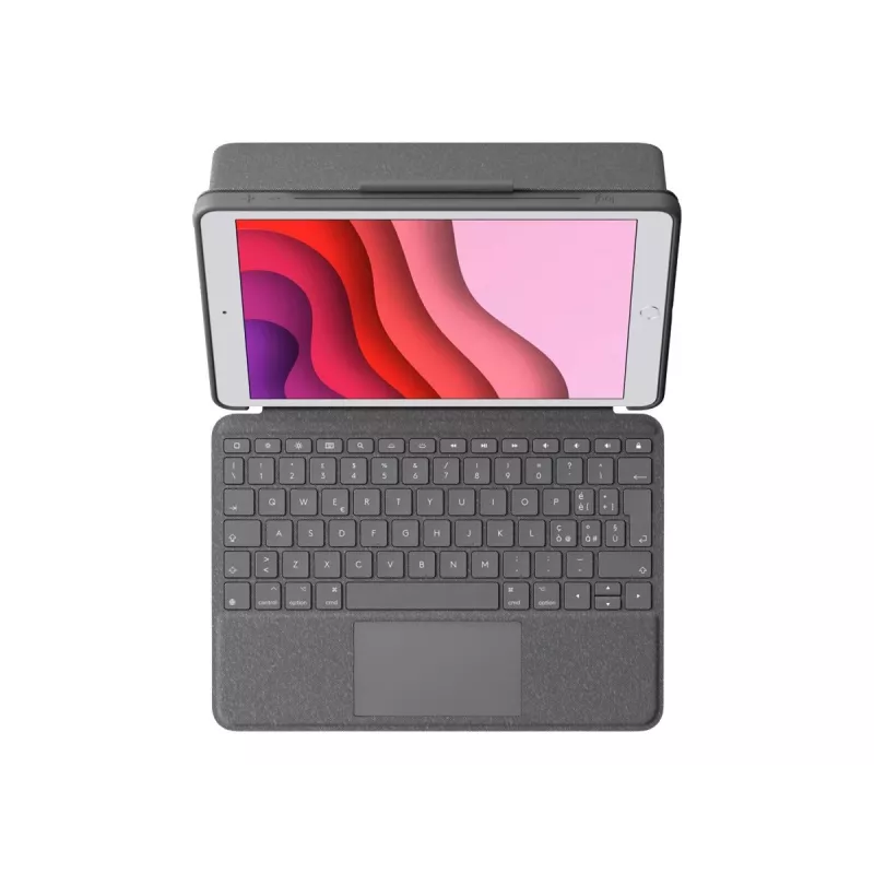 Logitech Combo Touch - klaviatūra ir aplanko dėklas - su jutikliniu kilimėliu - su apšvietimu - Apple Smart Connector - QWERTY - italų - grafitas - skirtas Apple 10,2 colio iPad (7 kartos, 8 kartos, 9 kartos)