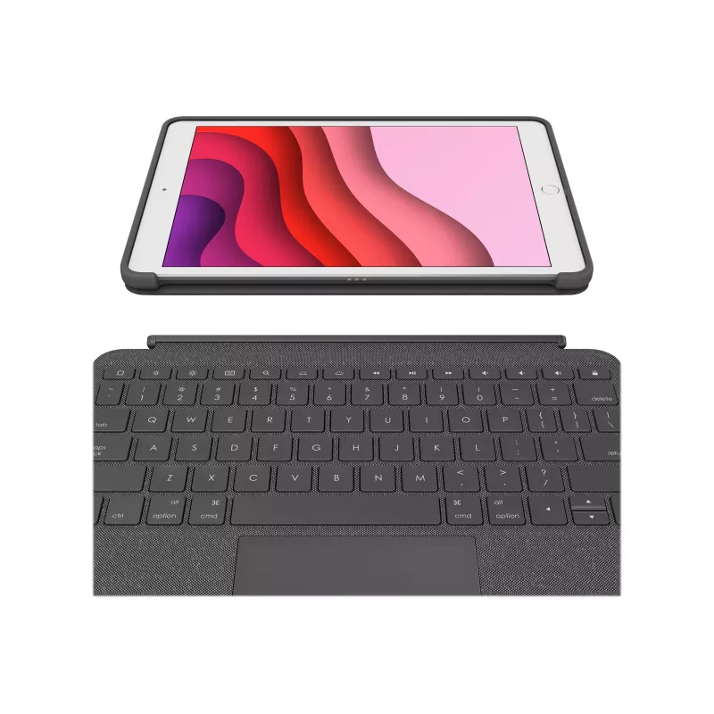 Logitech Combo Touch - klaviatūra ir aplanko dėklas - su jutikliniu kilimėliu - su apšvietimu - Apple Smart Connector - QWERTY - italų - grafitas - skirtas Apple 10,2 colio iPad (7 kartos, 8 kartos, 9 kartos)