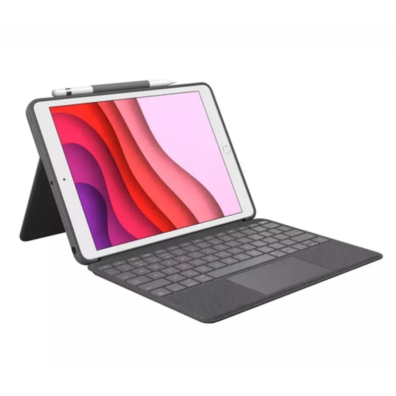 Logitech Combo Touch klaviatūra ir Folio dėklas su jutikliniu kilimėliu, skirtas Apple 10,2 colio iPad (7, 8, 9 kartos) - grafito spalvos - UK išdėstymas