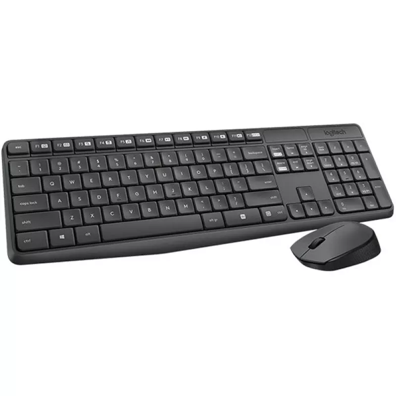 Logitech MK235 belaidė klaviatūra ir pelė, 2.4GHz RF, QWERTZ išdėstymas, juoda, USB imtuvas – 920-008031