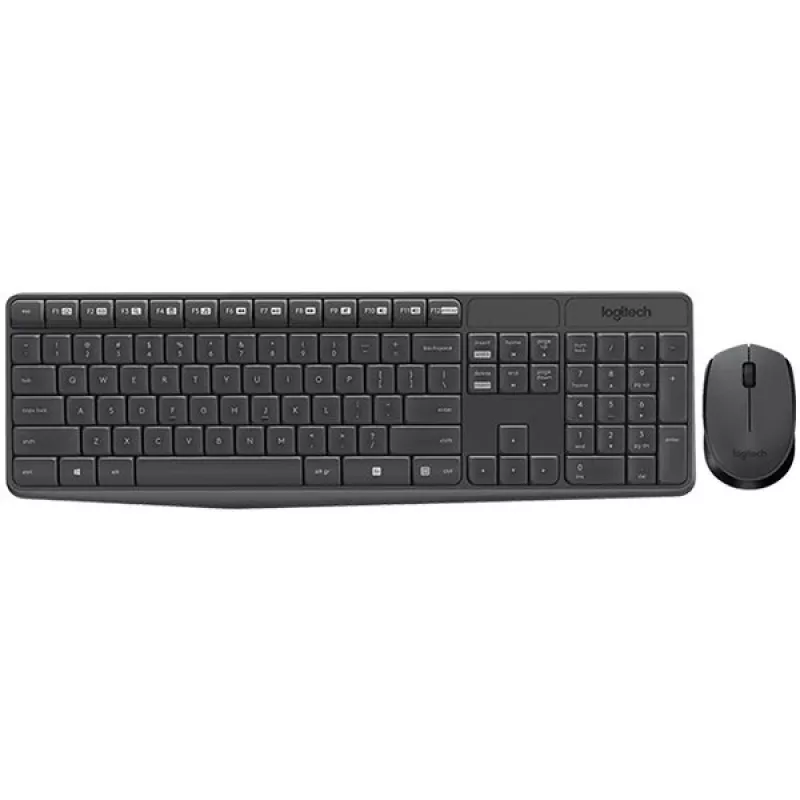 Logitech MK235 belaidė klaviatūra ir pelė, 2.4GHz RF, QWERTZ išdėstymas, juoda, USB imtuvas – 920-008031