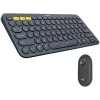 Logitech Pebble 2 Combo Tonal Graphite belaidis klaviatūros ir pelės rinkinys, AZERTY prancūziška išdėstymas, Bluetooth ir Logi Bolt USB imtuvas, tylūs paspaudimai, keli įrenginiai, perdirbtas plastikas