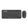 Logitech Pebble 2 Combo Tonal Graphite belaidis klaviatūros ir pelės rinkinys, AZERTY prancūziška išdėstymas, Bluetooth ir Logi Bolt USB imtuvas, tylūs paspaudimai, keli įrenginiai, perdirbtas plastikas