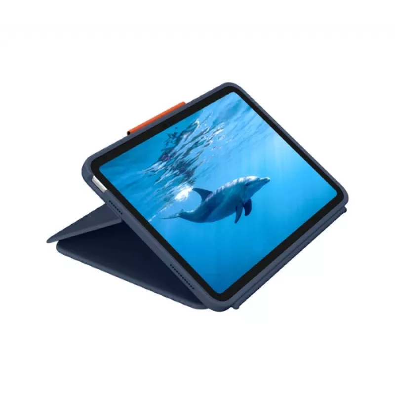 Logitech Rugged Combo 4 klaviatūros dėklas, skirtas iPad 10 kartos – klasikinė mėlyna (prancūzų AZERTY išdėstymas)