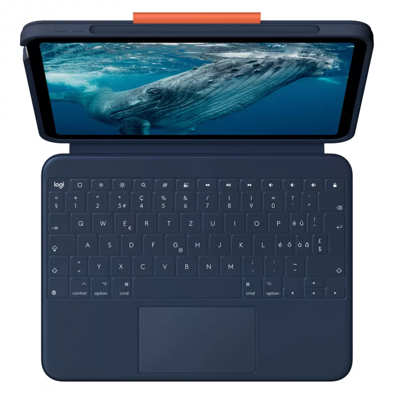 Logitech Rugged Combo 4c Touch Classic Blue (CH) klaviatūros dėklas su jutikliniu kilimėliu, skirtas iPad 7/8/9