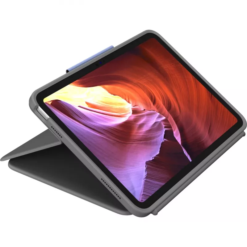 Logitech Rugged Folio su JAV tarptautine QWERTY klaviatūra, skirta Apple iPad 10 kartos (A2696) – Graphite, MIL-STD-810G apsauga nuo kritimo
