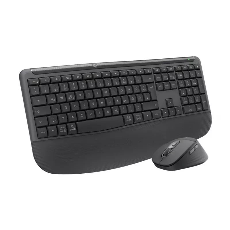 Logitech Signature Comfort Plus Combo MK880 for Business - Klaviatūros ir pelės rinkinys - Viso dydžio - su LED akumuliatoriaus indikatoriumi - Belaidis - USB-C, Bluetooth LE - QWERTZ - Vokiška - Grafitas