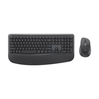 Logitech Signature Comfort Plus Combo MK880 for Business - Klaviatūros ir pelės rinkinys - Viso dydžio - su LED akumuliatoriaus indikatoriumi - Belaidis - USB-C, Bluetooth LE - QWERTZ - Vokiška - Grafitas