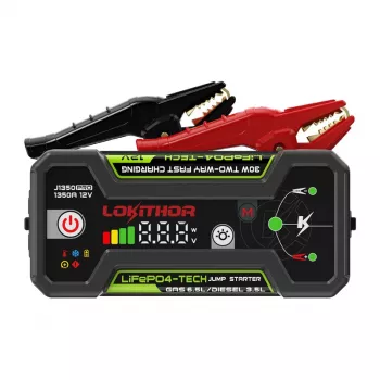LOKITHOR J1350 Pro 25.6Wh 12V starteris su 2500A piko srove ir oro kompresoriumi