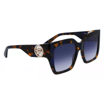 LONGCHAMP LO734S-430 Moteriški geometriniai akiniai nuo saulės Havana acetatas gradientiniai rudi lęšiai 53mm