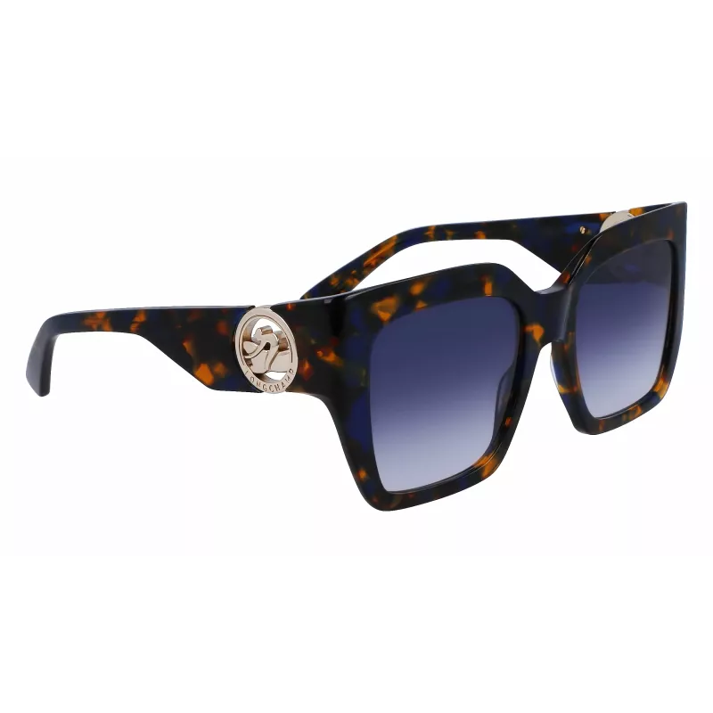LONGCHAMP LO734S-430 Moteriški geometriniai akiniai nuo saulės Havana acetatas gradientiniai rudi lęšiai 53mm