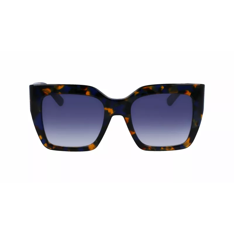 LONGCHAMP LO734S-430 Moteriški geometriniai akiniai nuo saulės Havana acetatas gradientiniai rudi lęšiai 53mm