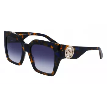 LONGCHAMP LO734S-430 Moteriški geometriniai akiniai nuo saulės Havana acetatas gradientiniai rudi lęšiai 53mm