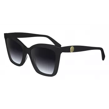 LONGCHAMP LO742S-001 Moteriški akiniai nuo saulės - Juodas rėmelis, Gradientiniai pilki lęšiai, 54 mm