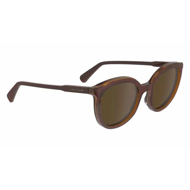 Longchamp moteriški drugelio formos akiniai nuo saulės LO739S5020206 Rudi acetatiniai rėmeliai Rudi gradientiniai lęšiai 50/20/140 mm