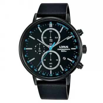 Lorus vyrų kvarcinis analoginis laikrodis RM363FX9 - mėlynas ciferblatas, nerūdijančio plieno apyrankė, 43 mm