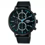 Lorus vyrų kvarcinis analoginis laikrodis RM363FX9 - mėlynas ciferblatas, nerūdijančio plieno apyrankė, 43 mm