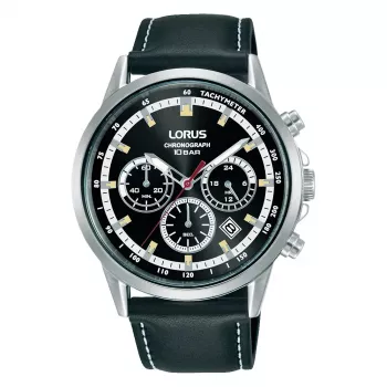 LORUS Vyriškas kvarcinis chronografo laikrodis RT301KX9 42mm Nerūdijantis plienas Juodas ciferblatas