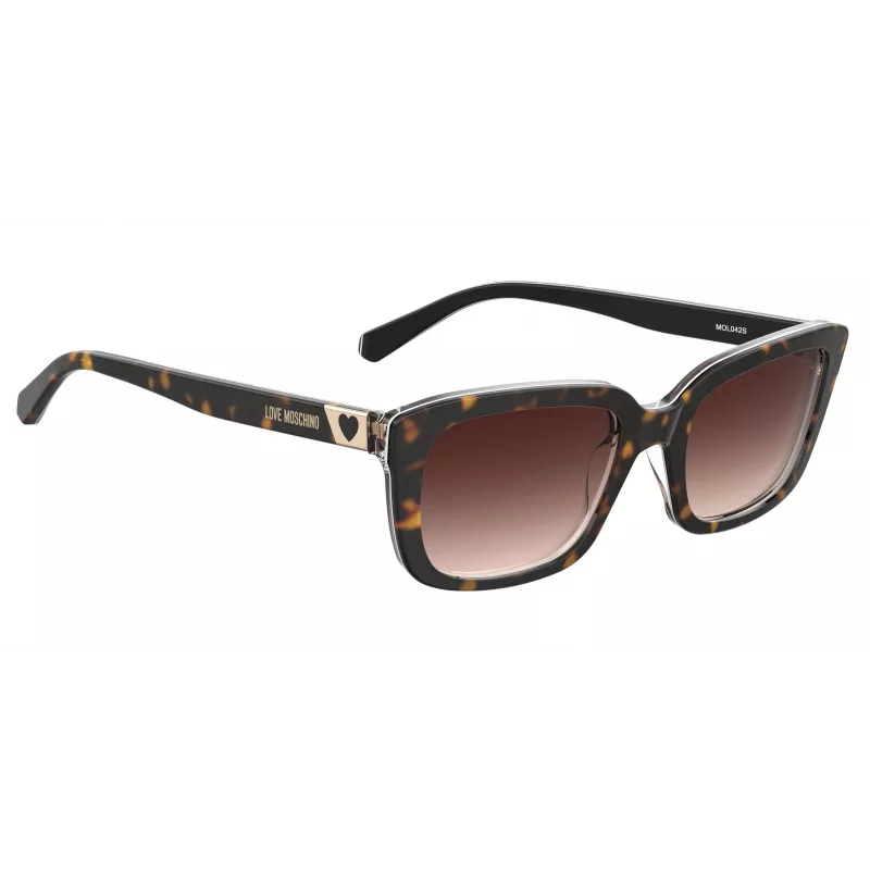 LOVE MOSCHINO moteriški akiniai nuo saulės MOL042S086F3H - Havana rėmelis iš acetato, rudi gradientiniai polikarbonato lęšiai, 53/17/145 mm