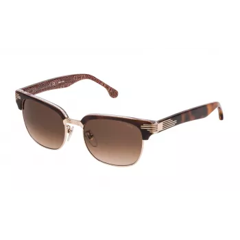 LOZZA SL2253M52300K Unisex stačiakampiai akiniai nuo saulės - juodas acetatinis rėmelis, pilki polikarbonatiniai lęšiai, UV400 apsauga