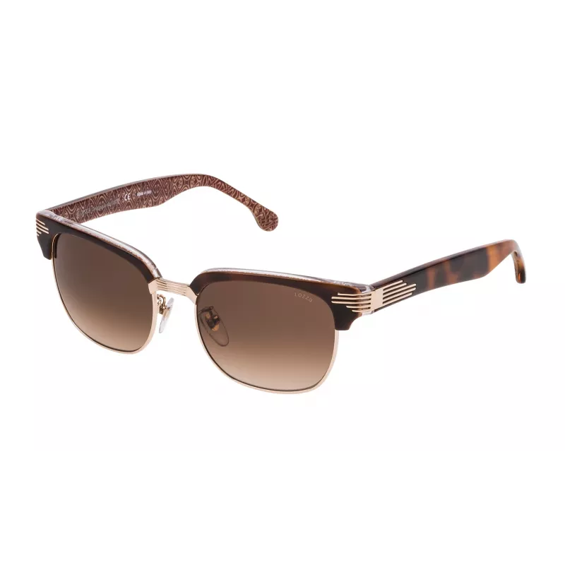 LOZZA SL2253M52300K Unisex stačiakampiai akiniai nuo saulės - juodas acetatinis rėmelis, pilki polikarbonatiniai lęšiai, UV400 apsauga