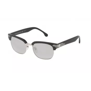 LOZZA SL2253M52579X Unisex stačiakampiai akiniai nuo saulės - blizgantis juodas acetato rėmelis, pilki gradientiniai polikarbonato lęšiai, 52 mm lęšio plotis, 100% UV400 apsauga