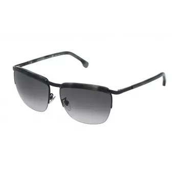 LOZZA SL2282M590531 Unisex stačiakampiai akiniai nuo saulės, Havana acetato rėmelis, pilki polikarbonato lęšiai, UV400, 59 mm
