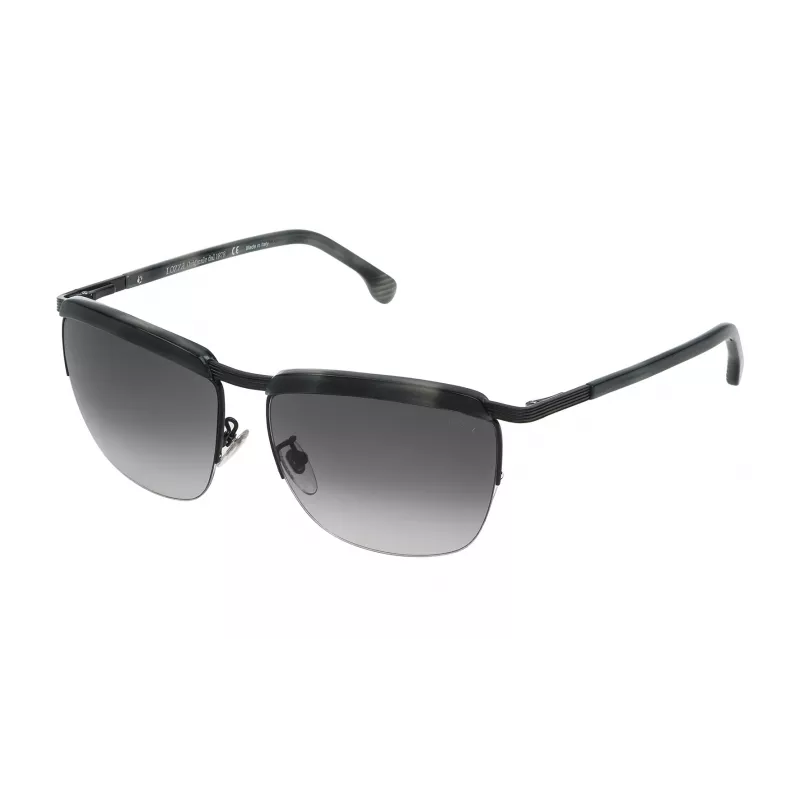 LOZZA SL2282M590531 Unisex stačiakampiai akiniai nuo saulės, Havana acetato rėmelis, pilki polikarbonato lęšiai, UV400, 59 mm