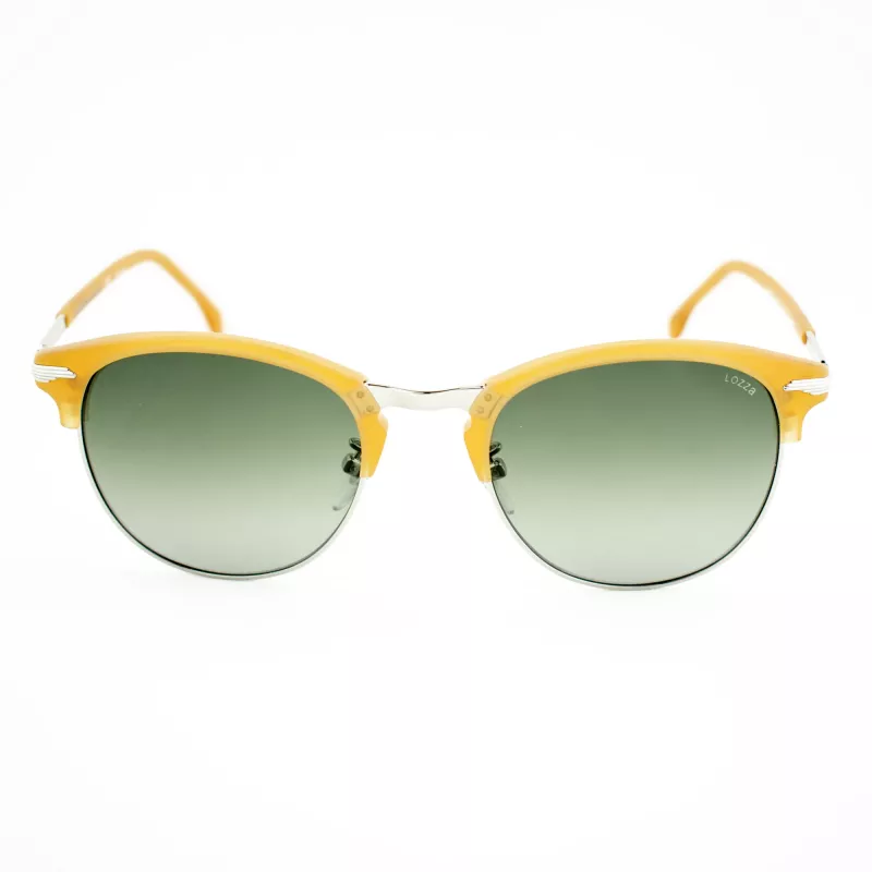 LOZZA SL2293M-579V Vyriški kvadratiniai akiniai nuo saulės Havana acetato rėmelis žali polikarbonato lęšiai 52mm