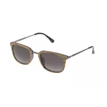 LOZZA SL4028M520ANB Unisex stačiakampiai akiniai nuo saulės - juodas acetatinis rėmelis, pilki polikarbonatiniai lęšiai, UV400 apsauga