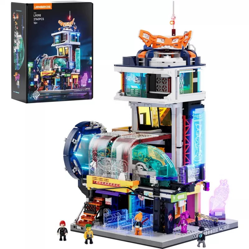 LUMIBRICKS Funwhole Medieval Watchtower Building Blocks Set su LED apšvietimu (1368 dalių)