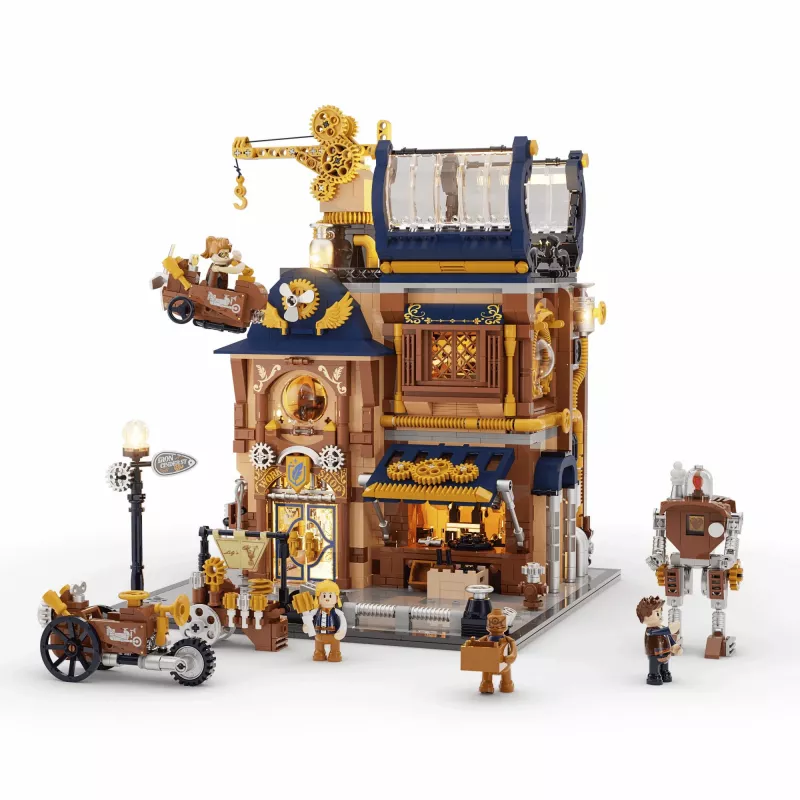 Lumibricks Steampunk Mechanical Workshop Building Blocks Set su LED apšvietimu - 2150 dalių