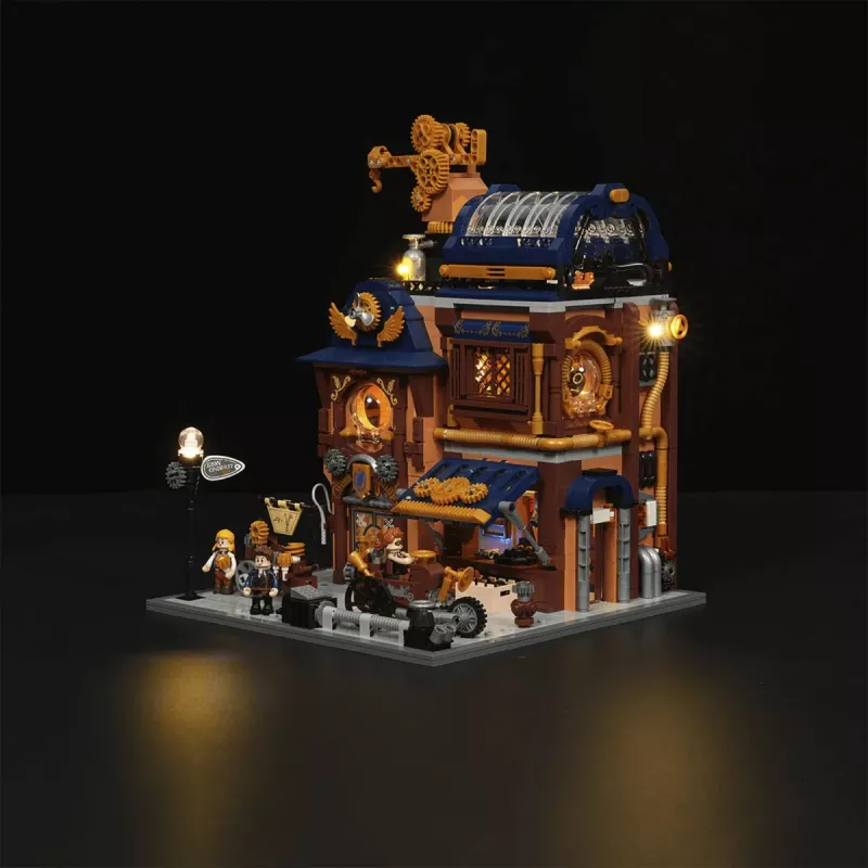 Lumibricks Steampunk Mechanical Workshop Building Blocks Set su LED apšvietimu - 2150 dalių