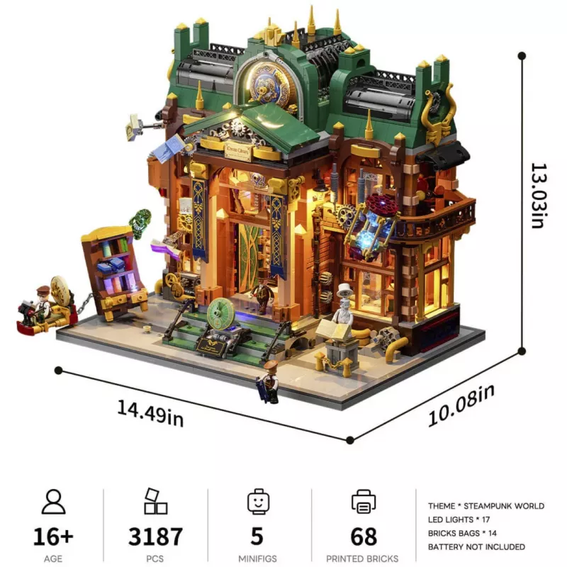 Lumibricks Steampunk Time Rift Library DIY Miniature Book Nook Kit