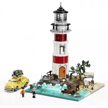 Lumibricks Sunrise Lighthouse Building Block Set su LED apšvietimu