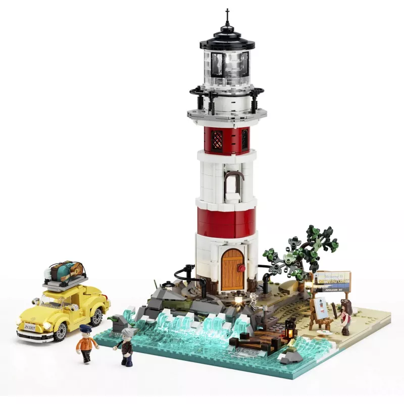 Lumibricks Sunrise Lighthouse Building Block Set su LED apšvietimu