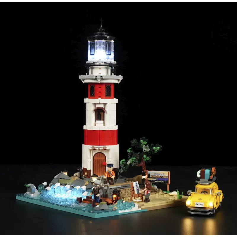 Lumibricks Sunrise Lighthouse Building Block Set su LED apšvietimu
