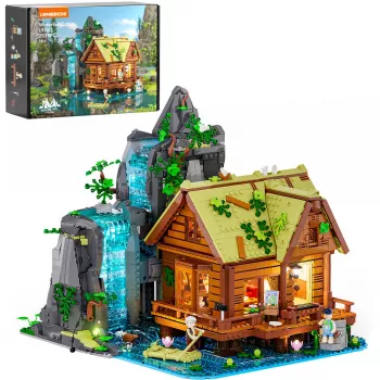 Lumibricks Waterfall Hut Statybiniai Blokeliai su LED Apšvietimu