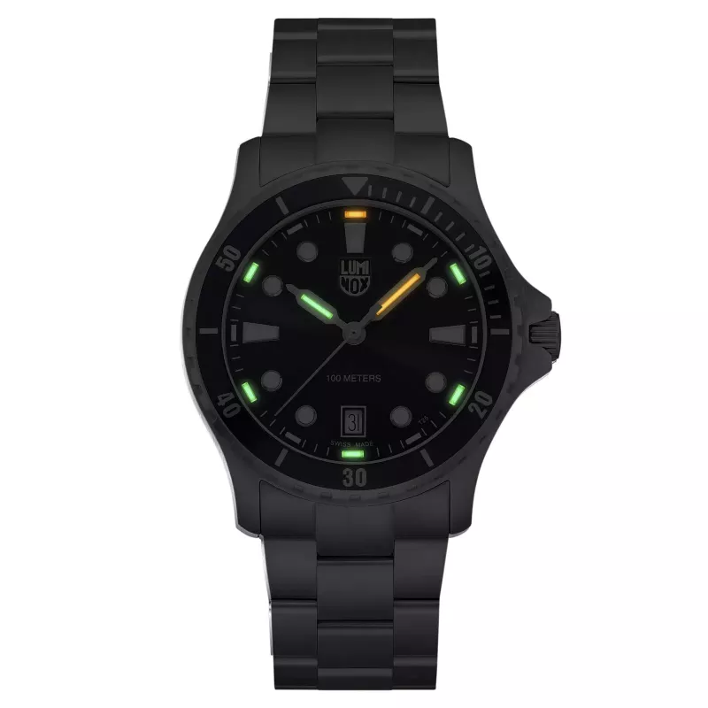 LUMINOX XS.0941 Atacama Field Automatic 1940 Series vyriškas laikrodis, 44 mm, juodas ciferblatas, odinis dirželis