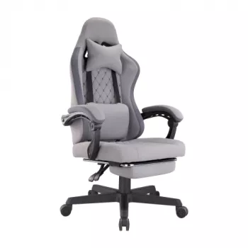 LUMIVIDA HS084714 Ergonominė žaidimų kėdė su galvos ir juosmens atrama, juoda/raudona, PU oda, 90-155° atlošimas, 150 kg talpa